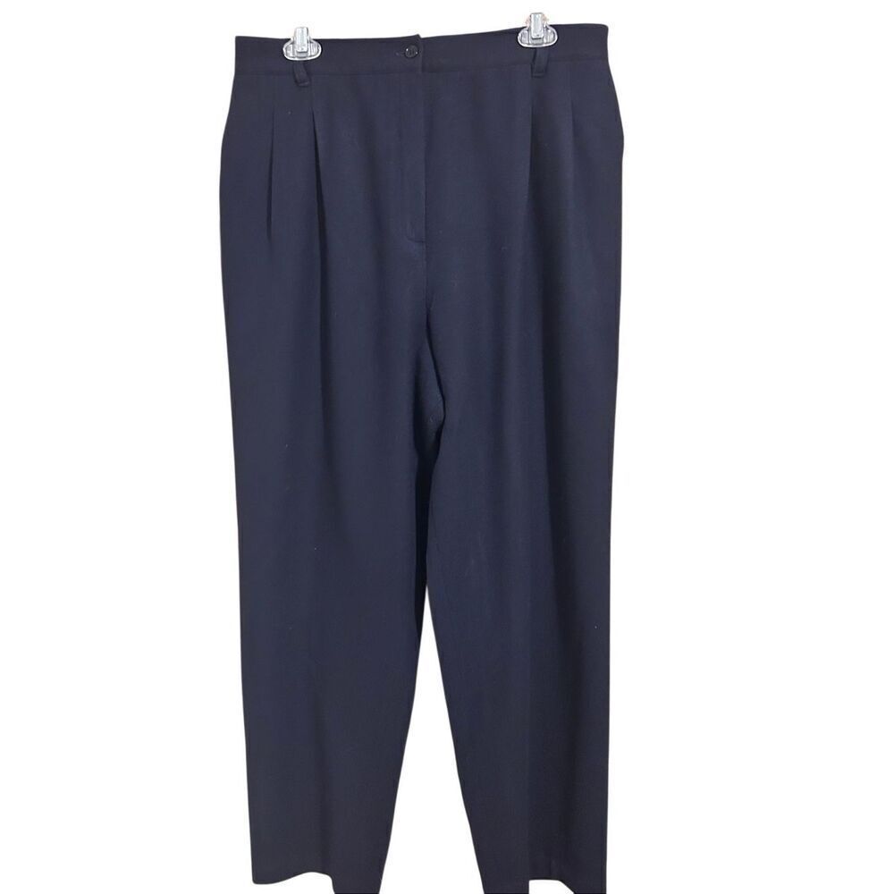 Vintage SAG HARBOR Wool Pleated High Waist Straight Leg Pants Blue Sz 16